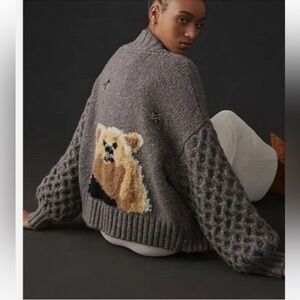 Gray Bear Pattern Sweater